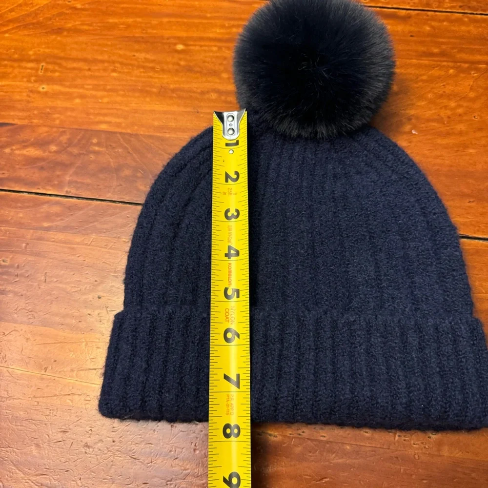 J.Crew Pom Beanie SupersoftYarn in Navy Blue Women’s Ribbed Beanie Hat